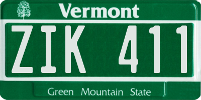 VT license plate ZIK411
