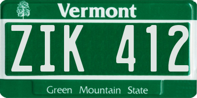 VT license plate ZIK412