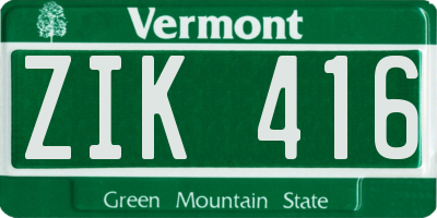 VT license plate ZIK416