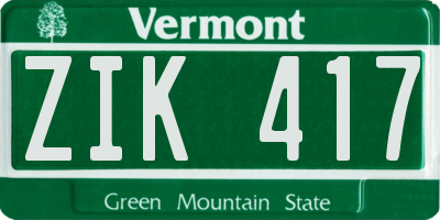 VT license plate ZIK417