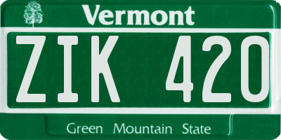 VT license plate ZIK420