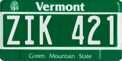 VT license plate ZIK421