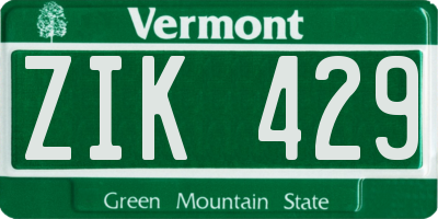 VT license plate ZIK429