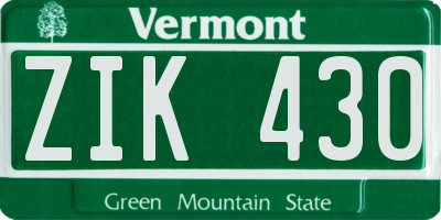 VT license plate ZIK430