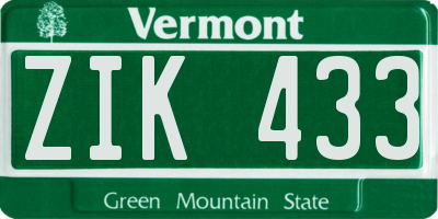 VT license plate ZIK433