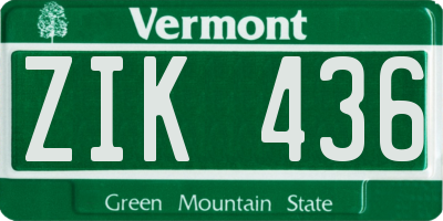 VT license plate ZIK436