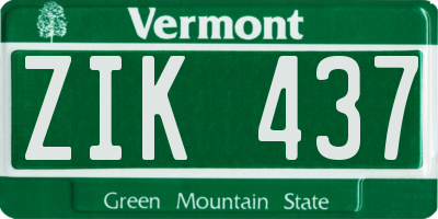 VT license plate ZIK437