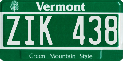 VT license plate ZIK438