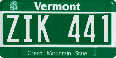 VT license plate ZIK441