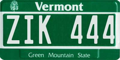 VT license plate ZIK444