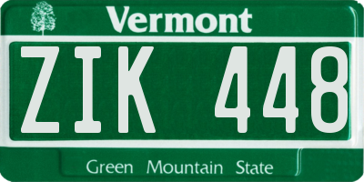 VT license plate ZIK448