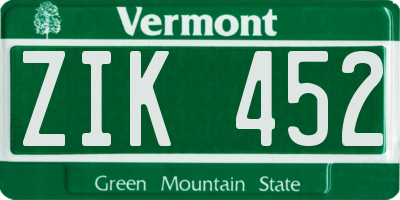 VT license plate ZIK452