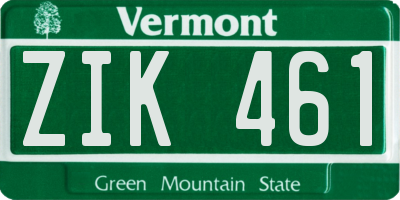 VT license plate ZIK461