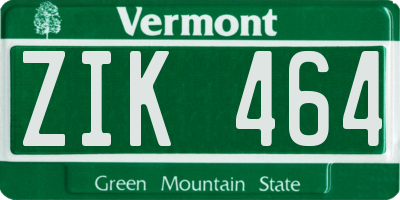 VT license plate ZIK464