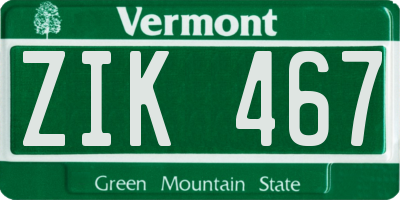 VT license plate ZIK467