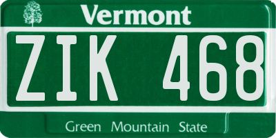 VT license plate ZIK468