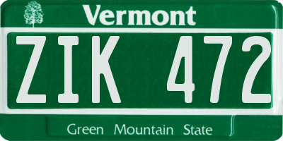 VT license plate ZIK472