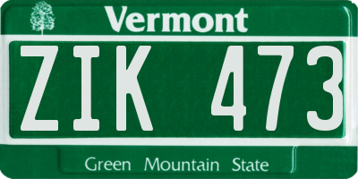 VT license plate ZIK473