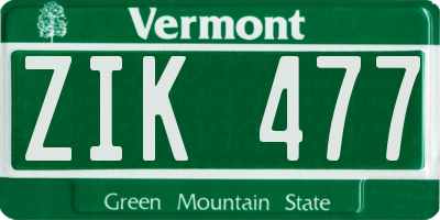 VT license plate ZIK477