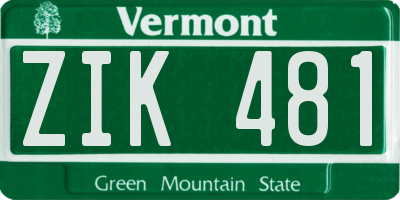 VT license plate ZIK481