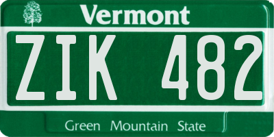 VT license plate ZIK482