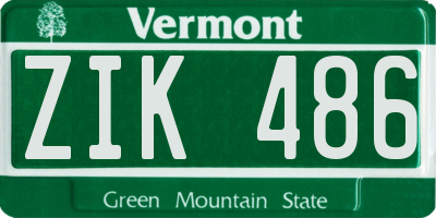 VT license plate ZIK486