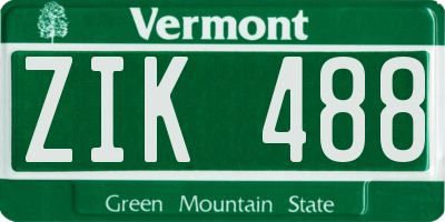 VT license plate ZIK488