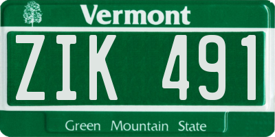 VT license plate ZIK491