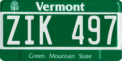 VT license plate ZIK497