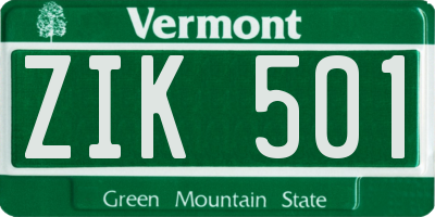 VT license plate ZIK501