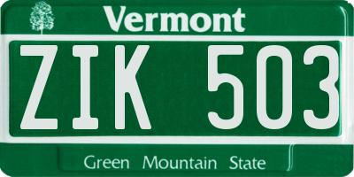 VT license plate ZIK503