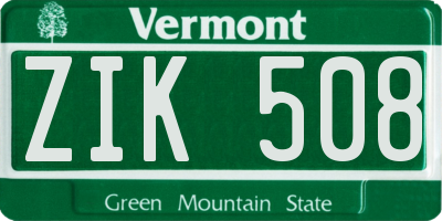 VT license plate ZIK508