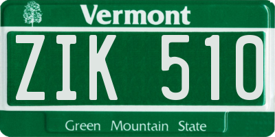 VT license plate ZIK510