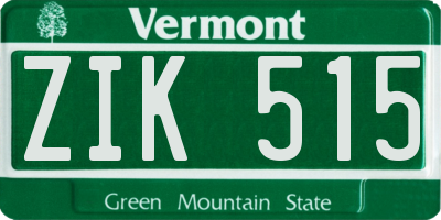 VT license plate ZIK515