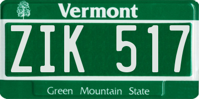 VT license plate ZIK517
