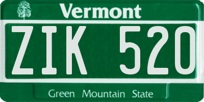 VT license plate ZIK520