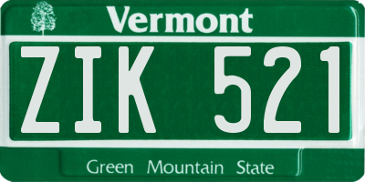 VT license plate ZIK521