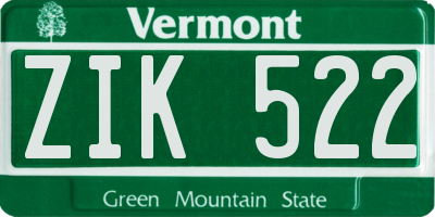 VT license plate ZIK522