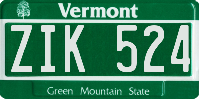 VT license plate ZIK524