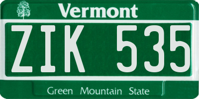 VT license plate ZIK535