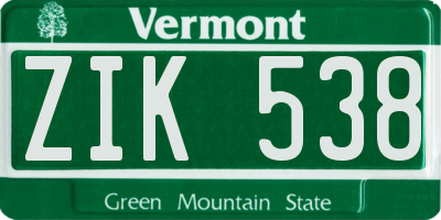 VT license plate ZIK538