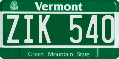 VT license plate ZIK540