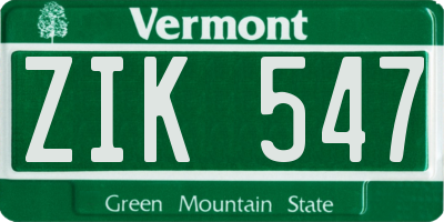VT license plate ZIK547