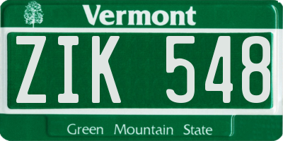 VT license plate ZIK548