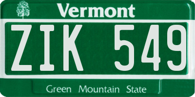 VT license plate ZIK549