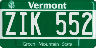 VT license plate ZIK552