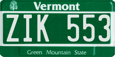 VT license plate ZIK553