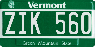 VT license plate ZIK560