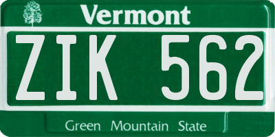 VT license plate ZIK562