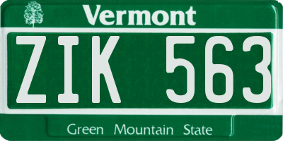 VT license plate ZIK563